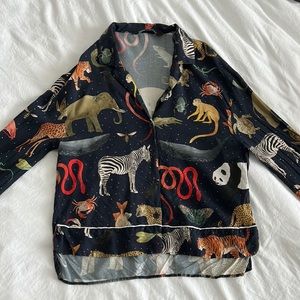 Zara animal print PJ style shirt